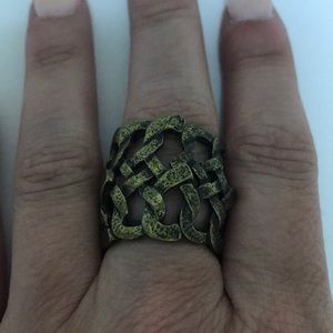 EUC Burnished Gold Stretch Woven Ring.